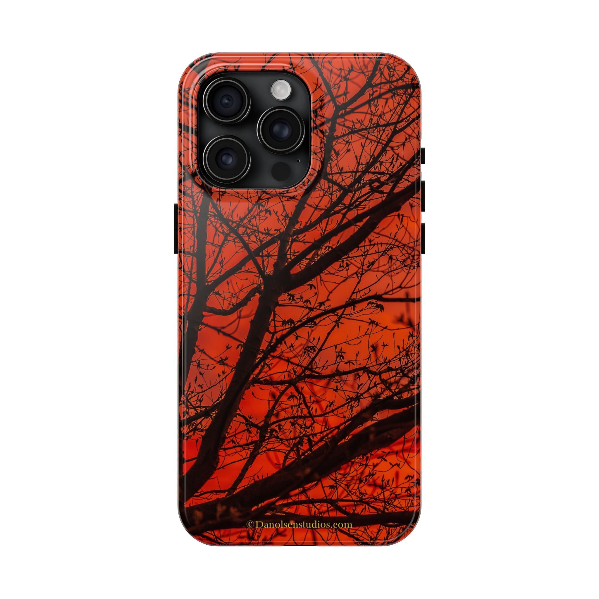 Tree Silhouette Tough Phone Case — Red Sunset Protective Phone Cover