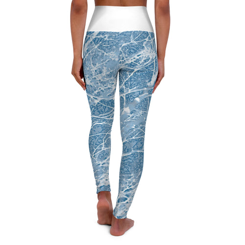 Blue Marble High-Waist Yoga Leggings — Abstract Ocean Pattern AOP